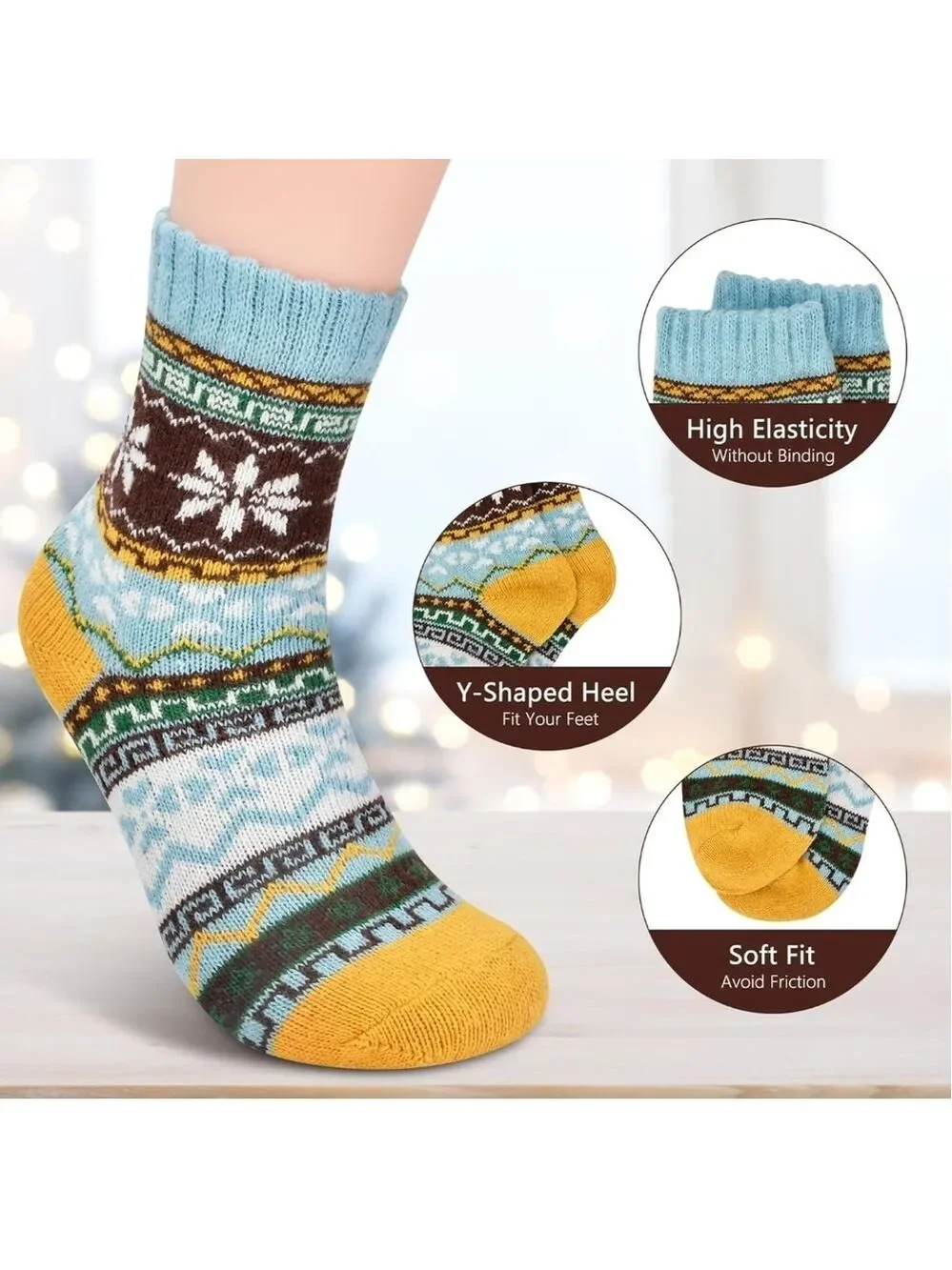 Vibrant Womens Wool-look Patterned Socks Set